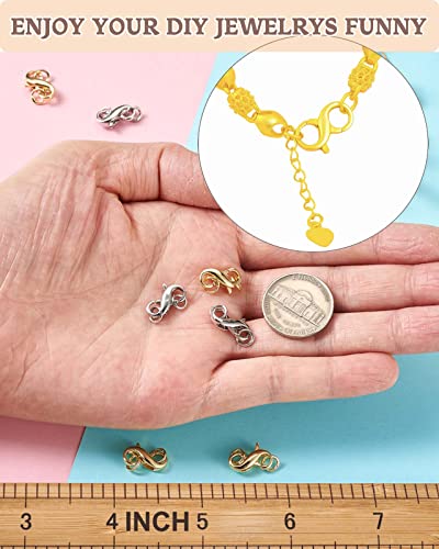 Dailyacc S925 Double Opening Lobster Clasp Sterling Silver and Gold Necklace Bracelet Extender Clasps and Closures for DIY Jewelry - color: Gold 2PCS, size: 11mm × 6.5mm