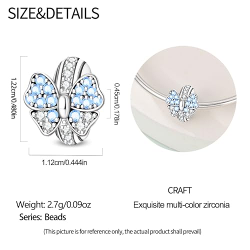 2pcs Stopper Spacer Beads for Pandora Bracelets, Sterling Silver Cross Ladybug Clip Spacer Charms For Bracelet DIY Jewelry Gift - color: Blue Bowtie