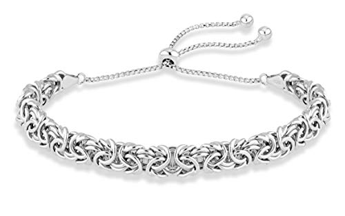 Miabella Italian 925 Sterling Silver, 18K Gold Plated Byzantine Bolo Bracelet for Women, Adjustable Bracelet, Handmade in Italy - style: sterling silver