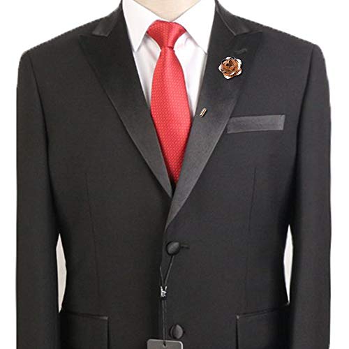 COSMOS Pack of 3 Men's Suit Metal Rose Lapel Flower Pin - color: Gold Tone