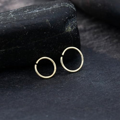 14K Gold Nose Ring Hoop for Women and Men, 6mm/7mm/8mm Tiny Gold Nose Ring Stud Piercing Jewelry, 20G 22G - color: 14k Yellow Gold, size: 20 gauge(0.8mm)-7mm