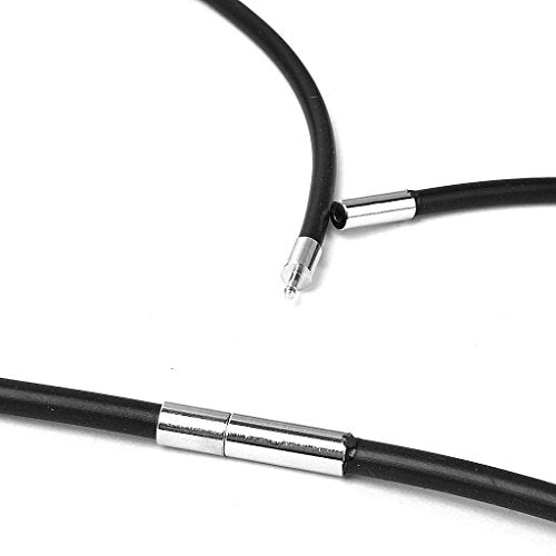 2Pcs Necklace Black Cord Rubber 3 mm 20 Inch Jewelry Supply Bayonet Clasp.