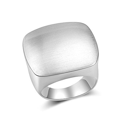 Gold and Silver Rings for Women, Chunky Signet Statement Rings Gold Plated Band Ring Wide Metal Square Rings Cocktail Costume Jewelry - color: A-Square Silver