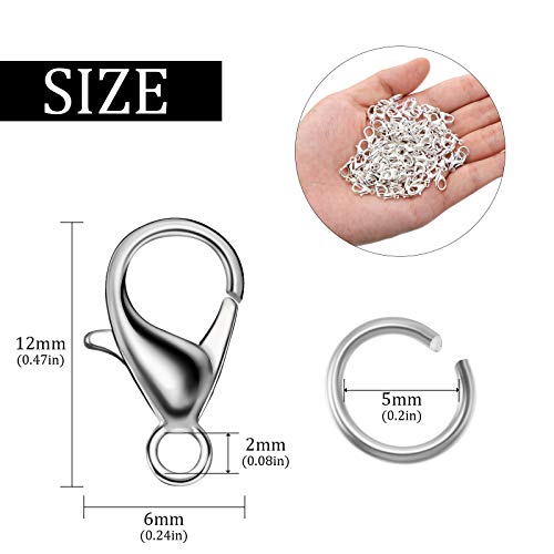 600 Pieces Lobster Clasps and Open Jump Rings Set Lobster Claw Clasps and Closures for Jewelry Making and Bracelets Bracelet Hooks Jewelry Clips(Gold, Silver) - color: Gold, Silver