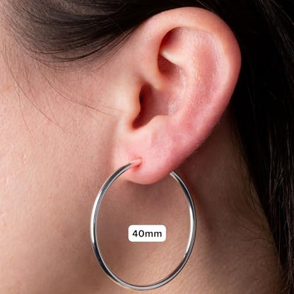 Clip On Spring Hoop Earrings for Non-Pierced Ears - color: Purple, size: 40mm