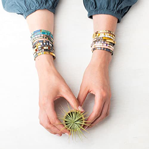 Sonateomber Tila Flat Beaded Stretch Bracelets for Women, Trendy Unique Colorful Square Beads Handmade Stack Bracelet Friendship Accessories Fashion Jewelry Gift - color: Grey Red