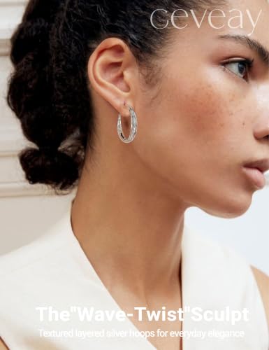 Gold Hoop Earrings for Women Hypoallergenic Lightweight Twisted Hoops Earrings Trendy Chunky Large Big Mobius Gold Earrings 30/40/50MM - color: 30MM Sillver