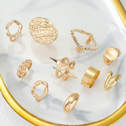 FUTIMELY 14K Gold Stackable Knuckle Rings Set for Women,Aesthetic Silver Trendy Dainty Open Midi Rings Set,Midi Finger Rings Pack Jewelry Gifts - color: Gold4