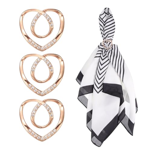 PATIKIL Silk Scarf Ring Clip, Heart T-shirt Tie Clips Scarves Pin Shawl Slide Buckles Fashion Metal Clothing Ring Wrap Holder for Women Jewelry Accessories Gift - color: Gold Tone