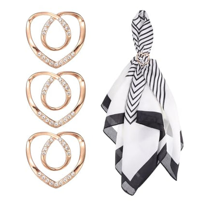 PATIKIL Silk Scarf Ring Clip, Heart T-shirt Tie Clips Scarves Pin Shawl Slide Buckles Fashion Metal Clothing Ring Wrap Holder for Women Jewelry Accessories Gift - color: Gold Tone