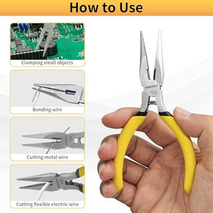 BOOSDEN 5" Needle Nose Pliers 2-Pack, Small Jewelry Pliers Set with Side Cutter, Mini Precision Pliers for Beginner Jewelry Making, Electronics Repair, DIY Crafts - Essential Home Tool Kit - size: 5''-2 pack
