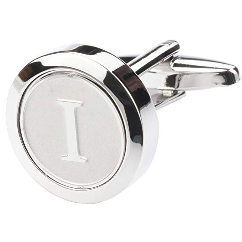 Mens Classic Stainless Steel Initial Cufflinks 26 Alphabet Initial Letter Cufflinks Business Wedding Shirts A-Z - style: I