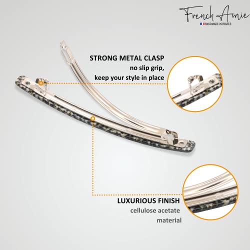 French Amie Long and Thin Opera Large 4 Inch Hair Clip Barrette | Handmade Automatic For Girls Women Teens Adults Everyday Style - color: Opera