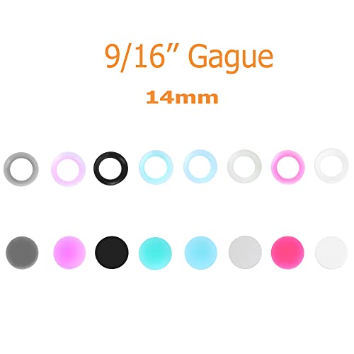 Juway Oveta Ear Gauges for Ear Silicone Ear Plugs Soft Flexible Silicone Gauge Saddle Silicone Ear Plugs and Tunnels 6mm-20mm(16 Pairs) - color: 32PCS 14mm(9/16")