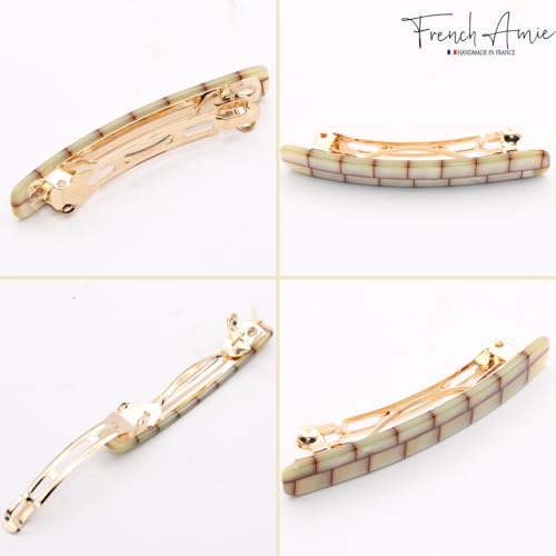 French Amie Bar Ivory Brick Small 2 1/4 Inch Hair Clip Barrette | Handmade Cellulose Acetate Durable Grip For Women Girls Teens Everyday Style - color: Ivory Brick