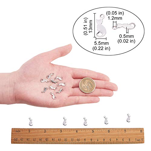 LiQunSweet 20 Pcs 304 Stainless Steel Tiny Double Side Charms Cat Pet Animal Small Pendants for Jewelry Making Earrings Necklace Bracelet DIY Crafting - 13x5.5mm - color: Cat Charms_13mm