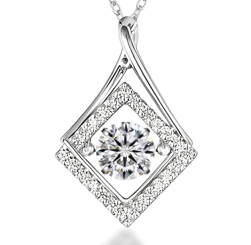 ARINZA Moissanite Necklace for Women, 1 Ct 925 Sterling Silver Dancing Stone Pendant, 18+2 Inch Chain, Valentine’s Day Christmas Gift for Her, Wife, Mom, Anniversary, Birthday - color: 7 Eternal Aurora
