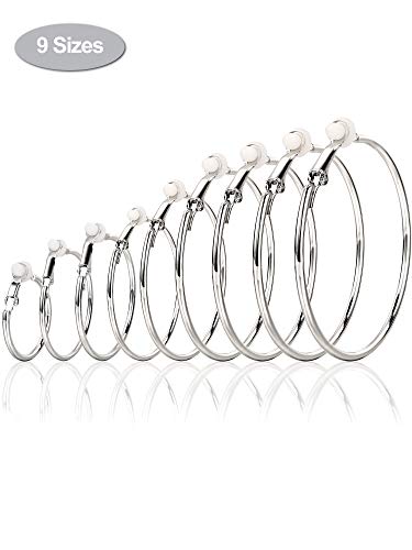 Sumind Clip on Hoop Earrings Hoop Gold Earrings Non Piercing Earrings Set for Women - color: Silver