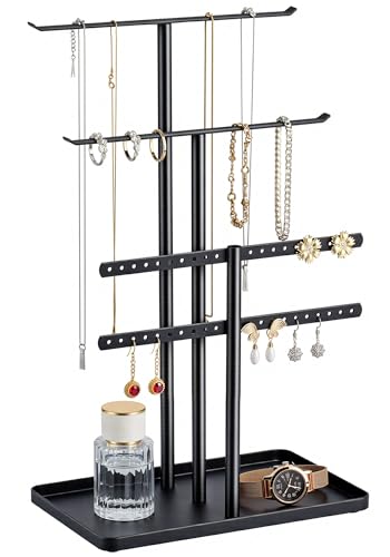 pickpiff Black Jewelry Organizer: 14.5" Sturdy Stand for 80 Pcs Jewelry - color: Black, size: 14.5" Height