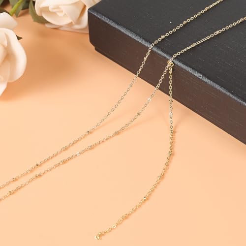 Lariat Necklace for Women Dainty Layered Y-Shaped Body Chain - color: Gold