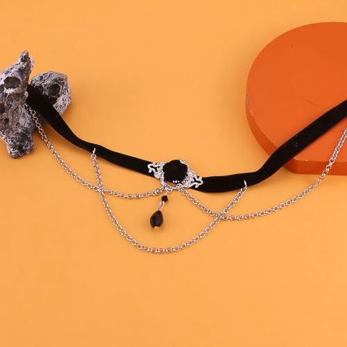 Todenb Gothic Choker Witch Necklace for Women Lace Vampire Collar Necklace Y2K Goth Black Zirconia Pendant Necklaces Halloween Dark Bridal Vampire Witch Party Jewelry Accessories - style: Style-E