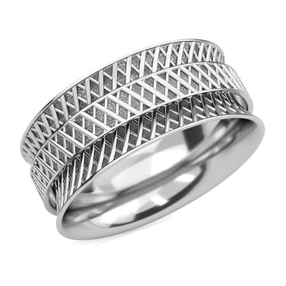 Shop LC 925 Sterling Silver Fidget Spinner Ring for Women - color: Checker Box