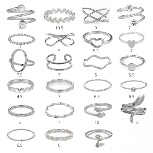 42-Piece Gold Tone Stackable Ring Set for Women, Boho Minimalist Stacking Rings with Crystal & Heart Accents, Adjustable Open Band Jewelry for Daily Wear - style: TZY-003354-01