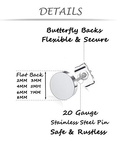 14 Pairs Stainless Steel Ball Stud Earrings Barbell Cartilage Tragus Helix Ear Piercing For Men Women 2-8mm Silver Black - style: C:7 Pairs Black and 7 Pairs Silver