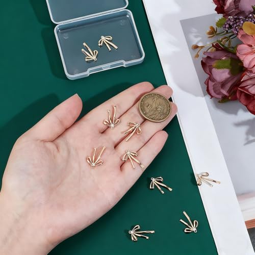 BENECREAT 10pcs Real 18K Gold Plated Brass Bowknot Charms, 19x13x2.5mm Micro Pave Clear Cubic Zirconia Pendants for Earrings Necklaces, Wedding Festival Gift DIY - color: Bowknot