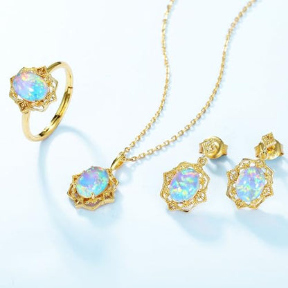 14K Solid Gold over S925 Vintage Court Style Adjustable Ring with Teardrop/Oval Shaped Opal, Luxurious Retro Gemstone Jewelry Accessory,Natural October Birthstone Jewelry for Women