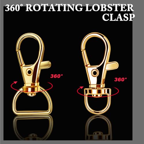 Teenitor 524PCS Key Chain Making Kit, Keychain Making Supplies Keychain Craft Supplies Key Chain Clips, Lanyard Snap Hooks, Key Rings and Jump Rings for Jewelry Lanyard Making, Gold - color: Gold