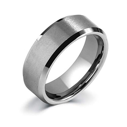 LerchPhi Engraved Custom Tungsten Rings For Men Wedding Band Personalized Titanium Promise Ring for Him Black/Red/Green/Purple/Blue Beveled Edge Szie 6 to 16 - color: No Custom - 8MM Tungsten Silver