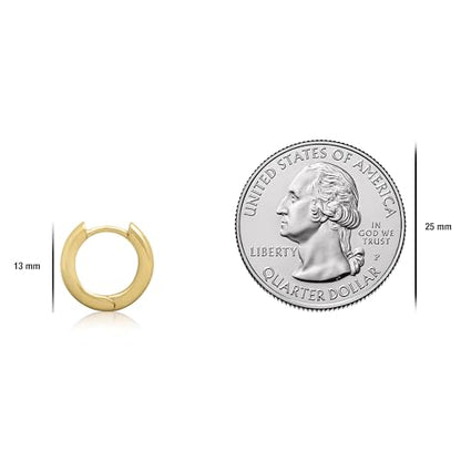 14K Gold Plated Sterling Silver Enamel Color Huggie Hoop Earrings for Women – Wide Range of Vibrant Color Options Available - color: Gold