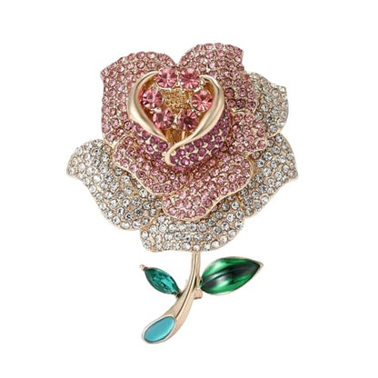 SYWDUDUCLT Fashion Elegant Brooches for Women Brooch, Suitable For Party And Daily Wear On Many Occasions - style: Rose-Rhinestone