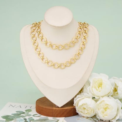 KYUMHOO 6.5 Feet Embossed Circle Chain Link for Jewelry Making | 18K Gold Plated Jewelry Making Chains Bulk on Spool with Jump Rings Lobster Clasps Necklace Bracelet DIY Chain Findings - color: Embossed Circle Gold