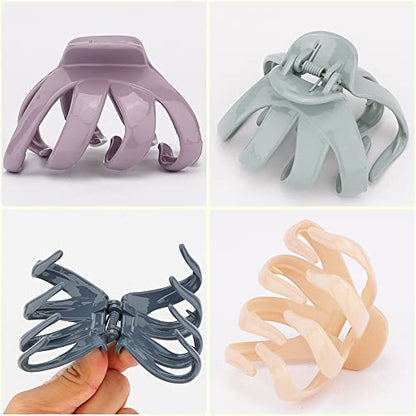 Atoden Claw Clips for Thick Hair 5Pcs, Large Hair Clips for Women, Octopus Hair Clips, Strong Grip Jumbo Jaw Clips, Girls Hair Styling Accessories, 3.15" - color: blue,khaki,light blue,light purple
