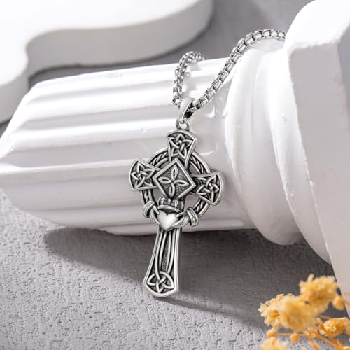 Cross Necklace for Men Women 925 Sterling Silver Cross Pendant Necklace Christian Religious Jewelry Gifts for Anniversary - color: 2-Celtic Cross-2