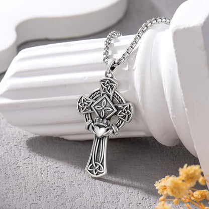 Cross Necklace for Men Women 925 Sterling Silver Cross Pendant Necklace Christian Religious Jewelry Gifts for Anniversary - color: 2-Celtic Cross-2