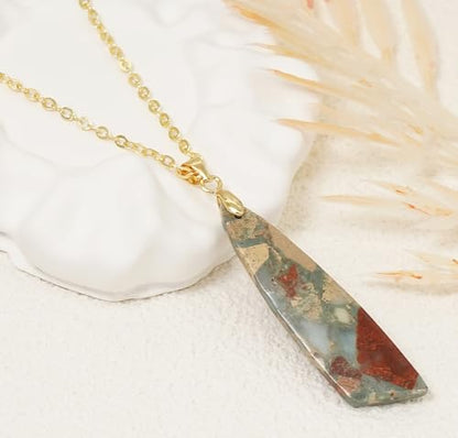Nature Stone Necklaces for Women Boho Pendant Necklace 18K Gold Chain Necklaces - color: Beige Gold