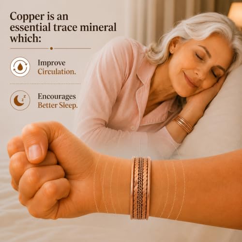Touchstone Copper magnetic bracelet Tibetan style. Hand forged with solid and high gauge pure copper. Delicate brass inlay. - style: Braided 2