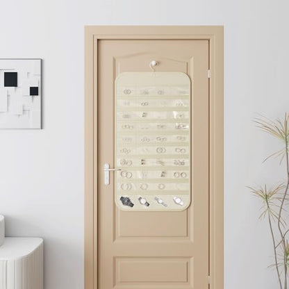 Hanging Jewelry Organizer 80-Pocket Double-Sided Storage, 1-Pack, Beige - color: Beige