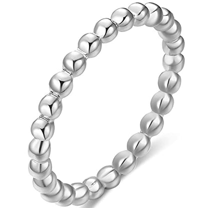 Jude Jewelers 2mm Stainless Steel Beaded Style Classical Simple Plain Stackable Wedding Band Ring - color: Silver