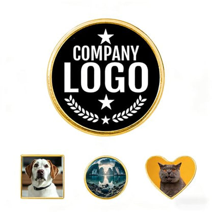 Custom Pins Bulk Custom Button Pins Customized Buttons Customized pin for Men - color: Round and Gold