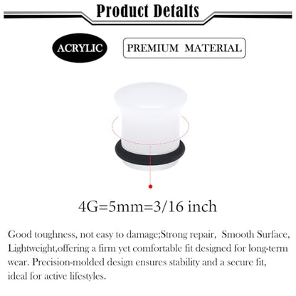 8G-12mm Solid Ear Plugs Tunnels for Women Men Single Flared Ears Gauge Plugs with O-Ring Stretcher Expander Piercing Body Jewelry Black White Clear Opalite 1 Pairs - color: Opalite, size: 4 Gauge(5mm) = 3/16 inch