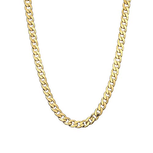 Gold Chain Necklace, 20 Inch 14K Gold Plated Chunky Curb Chain | Bold Wide Chain Necklace with Eye-Catching Golden Finish, Ideal for Parties, Events, and Trendy Outfits - style: Gold-1CM