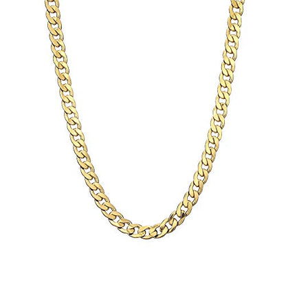 Gold Chain Necklace, 20 Inch 14K Gold Plated Chunky Curb Chain | Bold Wide Chain Necklace with Eye-Catching Golden Finish, Ideal for Parties, Events, and Trendy Outfits - style: Gold-0.8CM
