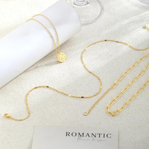 14K Gold Plated Layered Neckalce Set for Women Stack Small CZ Teardrop Pendant Neckalce Trendy Dainty Choker Chain Neckalce Drop Simple Thin Accessories Jewelry Gift