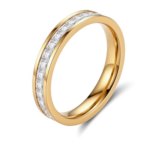 Minimalist & Romantic Single-Row Diamond Ring for Daily, Date & Wedding - color: Yellow Gold
