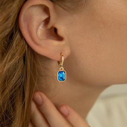 Multicolor Crystal Dangle Studs Earrings Set for Women 925 Silver Hypoallergenic Dangle Earrings Leverback Drop Earring Fashion Cubic Zirconia Leverback Stud Earring Sets Trendy Cubic Zirconia Jewelry Gifts for Women - style: 12-S-G