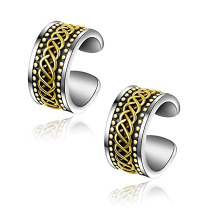 CHIC & ARTSY 925 Sterling Silver Ear Cuffs for Women, Non Piercing Clip On Cartilage Cuffs, Adjustable Fake Conch & Helix Earrings, Gold Plated & Oxidized Various Styles - color: ear cuff #32
